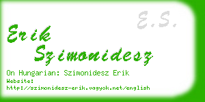 erik szimonidesz business card